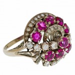 Estate Stunning Vintage Retro Cocktail ring Gold Diamond and Pink Sapphire ladies ring. Click for more information...