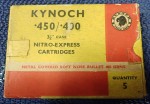 Full packet of Kynoch 450 400 Nitro express rounds. Click for more information...