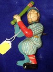 an1019 Our team Tin toy wind up Baseball Monkey 1950s. Click for more information...