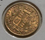1871S Australian full gold sovereign Shield design. Click for more information...