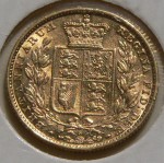 1880s Australian full gold sovereign Shield design. Click for more information...