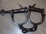 Genuine original old Convict Prison handcuffs with key. Click for more information...