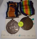 WW1 British medal pair Navy MC M Hare. Click for more information...