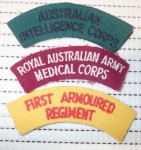 3921 Australian cloth shoulder titles. Click for more information...