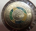 an18 Wallabies Australia 2 dollar coloured coin. Click for more information...