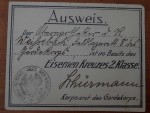 m474 small ww1 German EK2 Iron cross certificate. Click for more information...