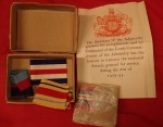 ww2 British medal box slip and ribbons. Click for more information...