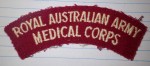 Royal Australian army medical corps cloth title. Click for more information...